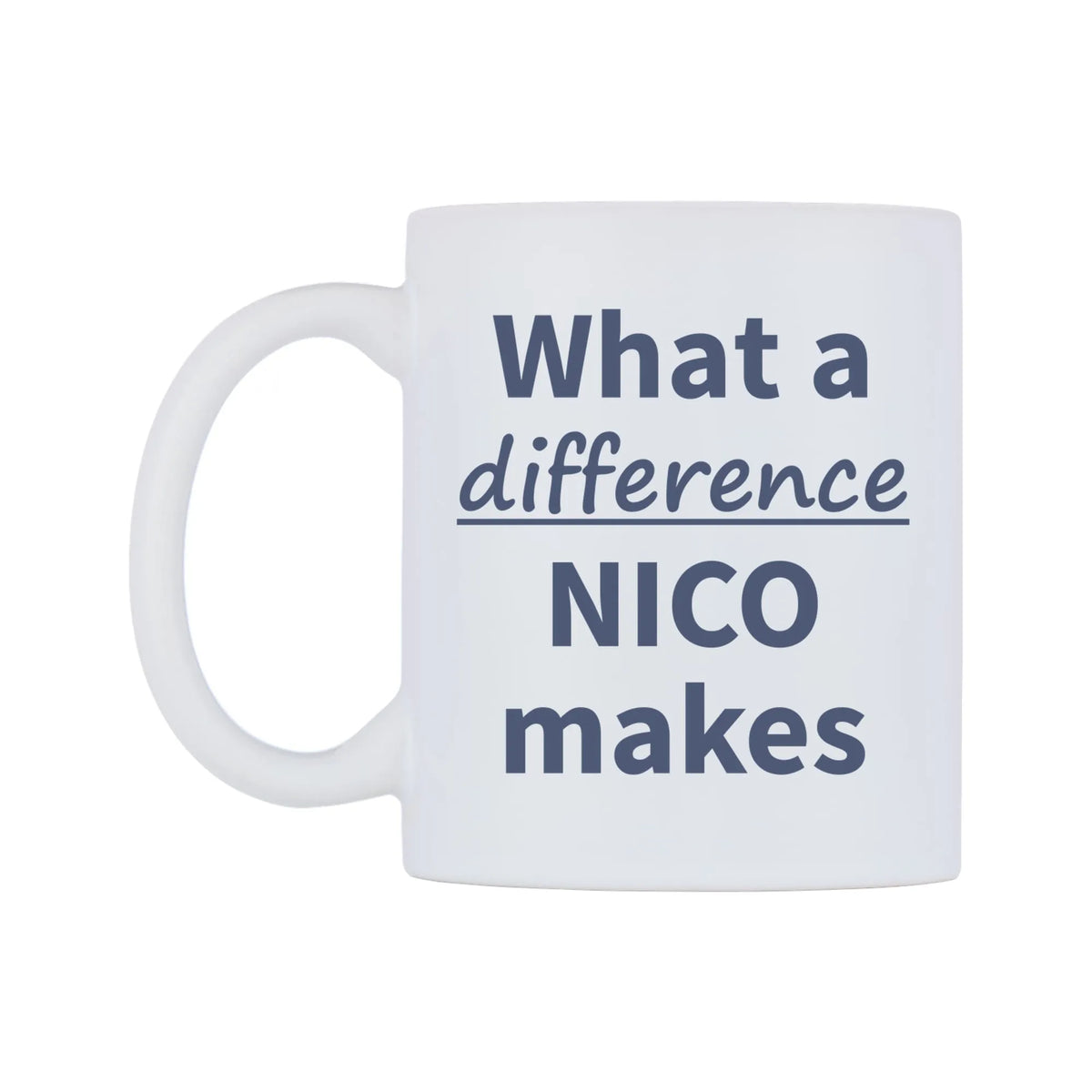 What a difference NICO makes Mug — mug, right side, on a white background