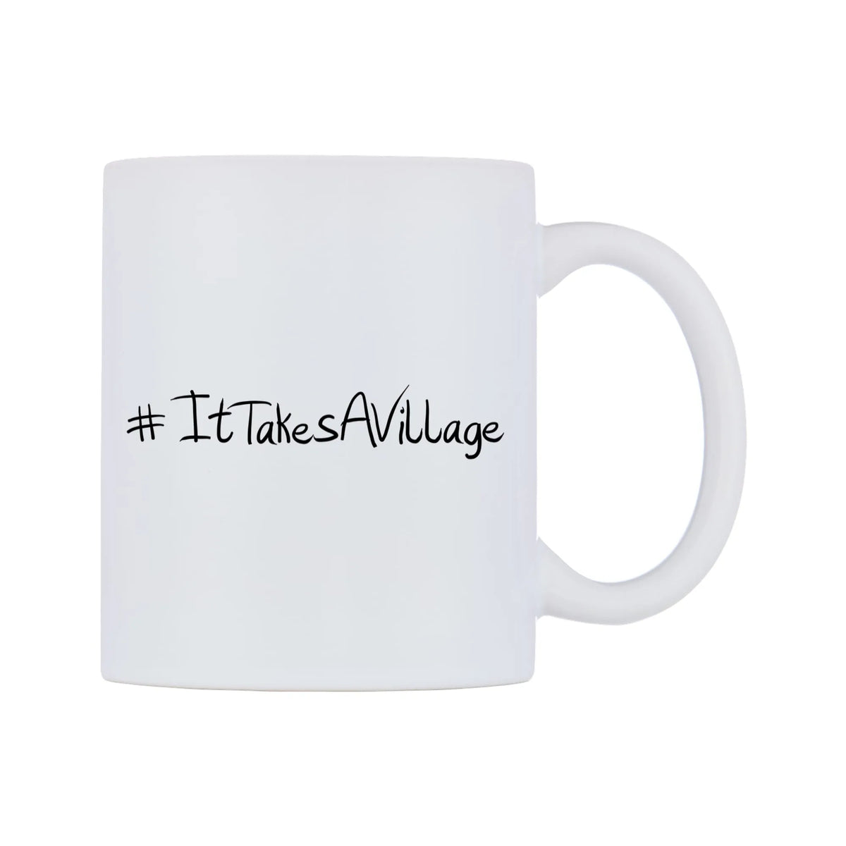 ItTakesAVillage Mug — mug, left side, on a white background