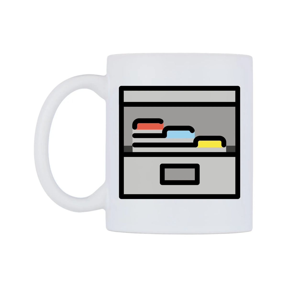 Card File Box Emoji Mug — mug, right side, on a white background