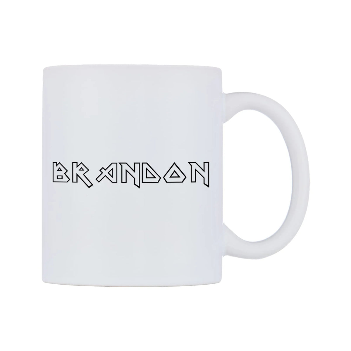 Brandon - Iron Maiden Themed Mug — white 11oz gloss mug, left side, on a white background