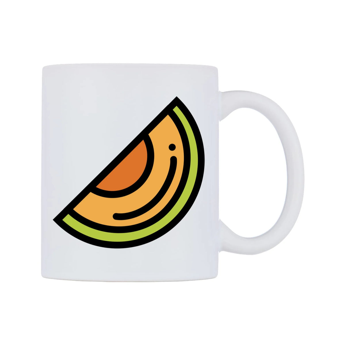 Melon Emoji Mug — mug, left side, on a white background