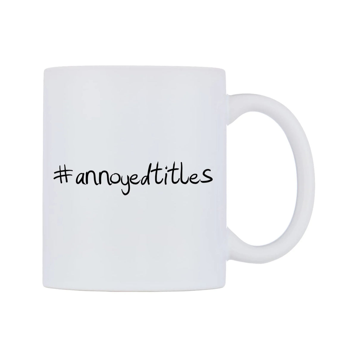 annoyedtitles Mug — mug, left side, on a white background