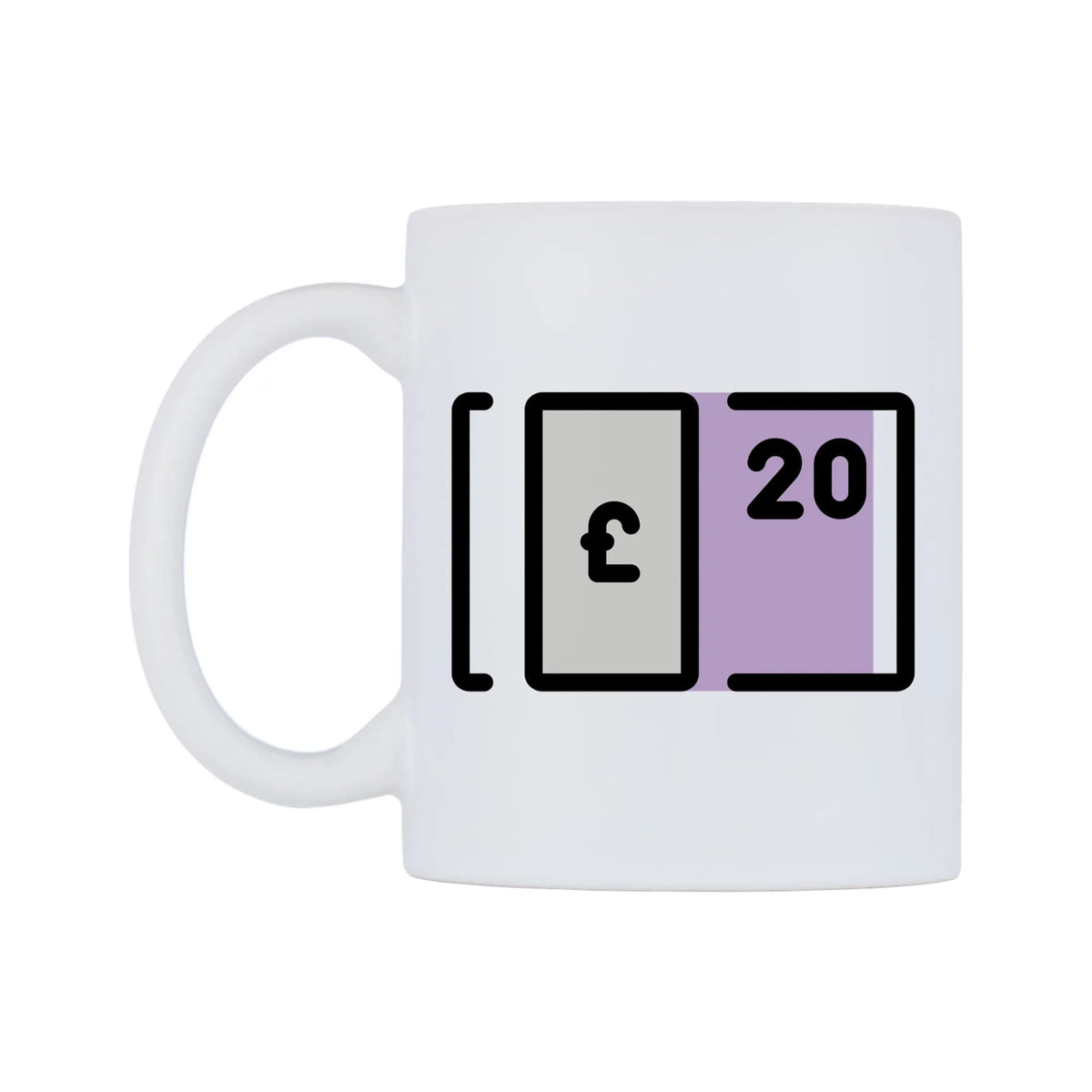 Pound Banknote Emoji Mug — mug, right side, on a white background