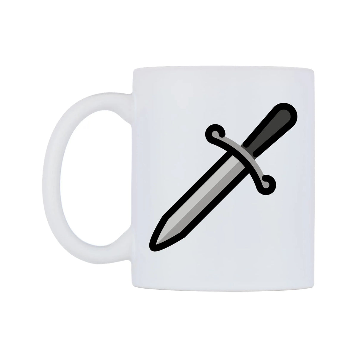 Dagger Emoji Mug — mug, right side, on a white background