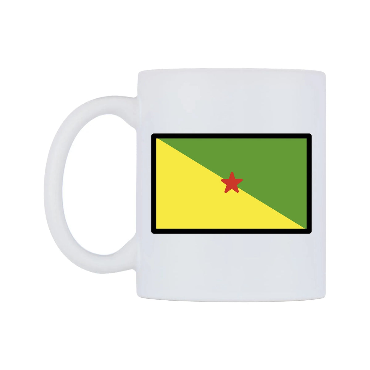 French Guiana Flag Emoji Mug — mug, right side, on a white background