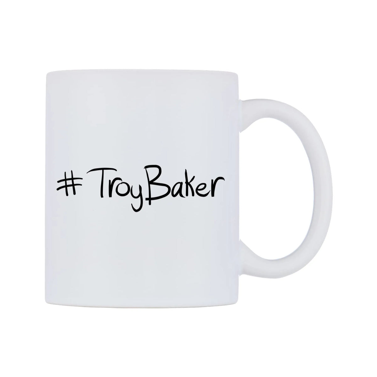 TroyBaker Mug — mug, left side, on a white background