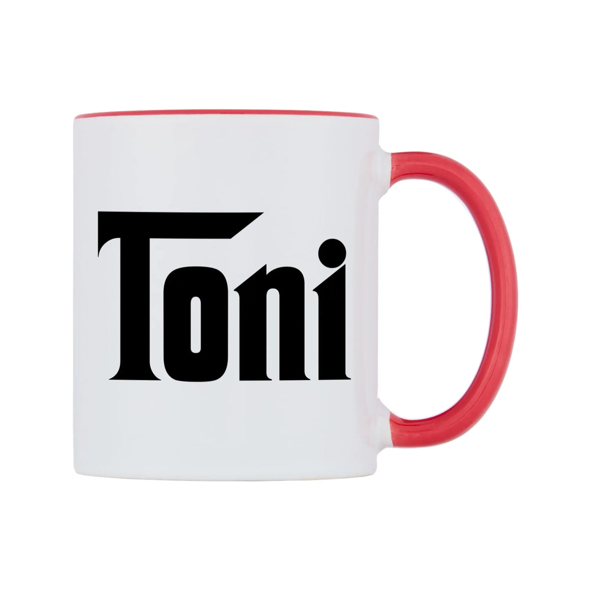 Toni - Godfather Themed Mug — white 11oz gloss mug with a red inside and handle, left side, on a white background