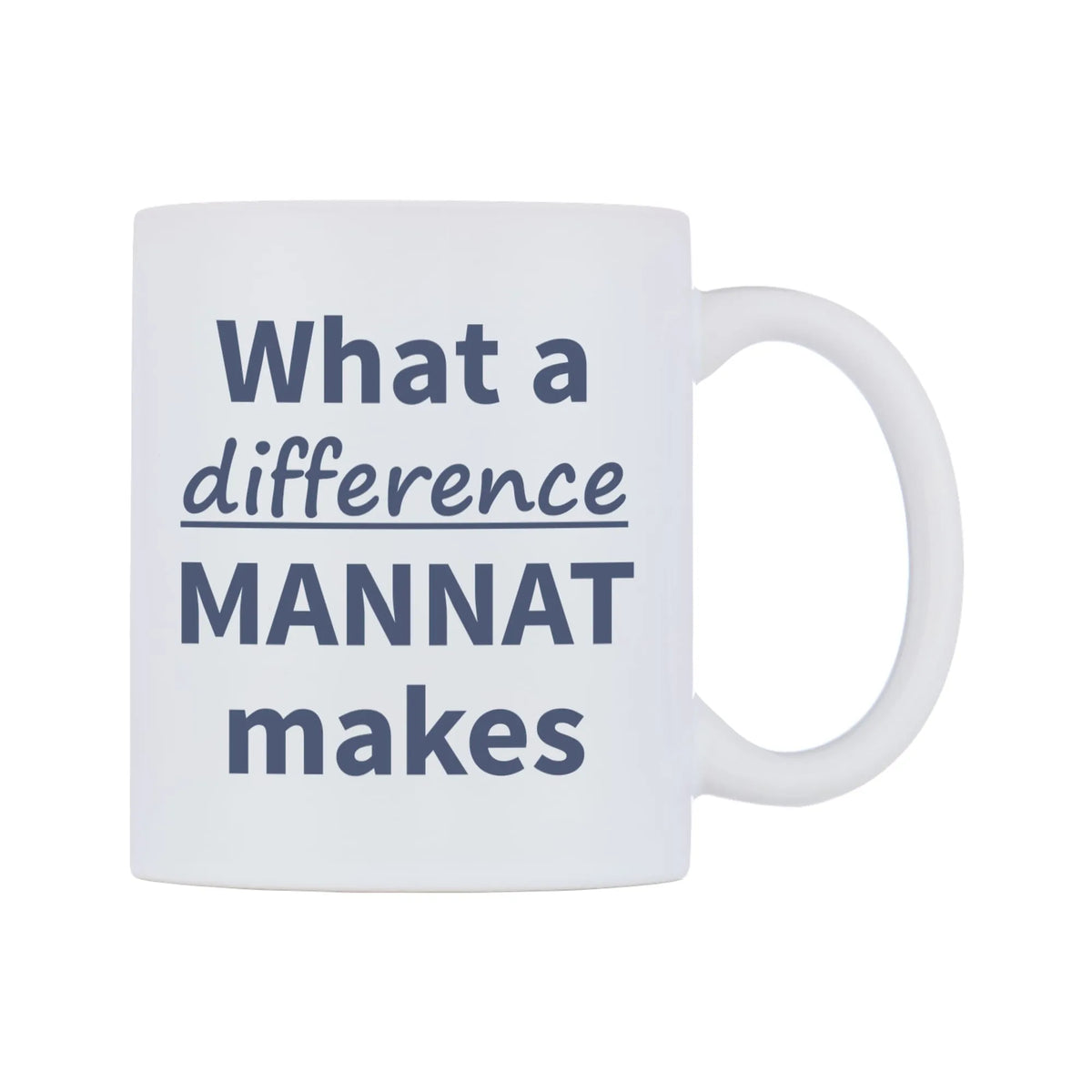 What a difference MANNAT makes Mug — mug, left side, on a white background