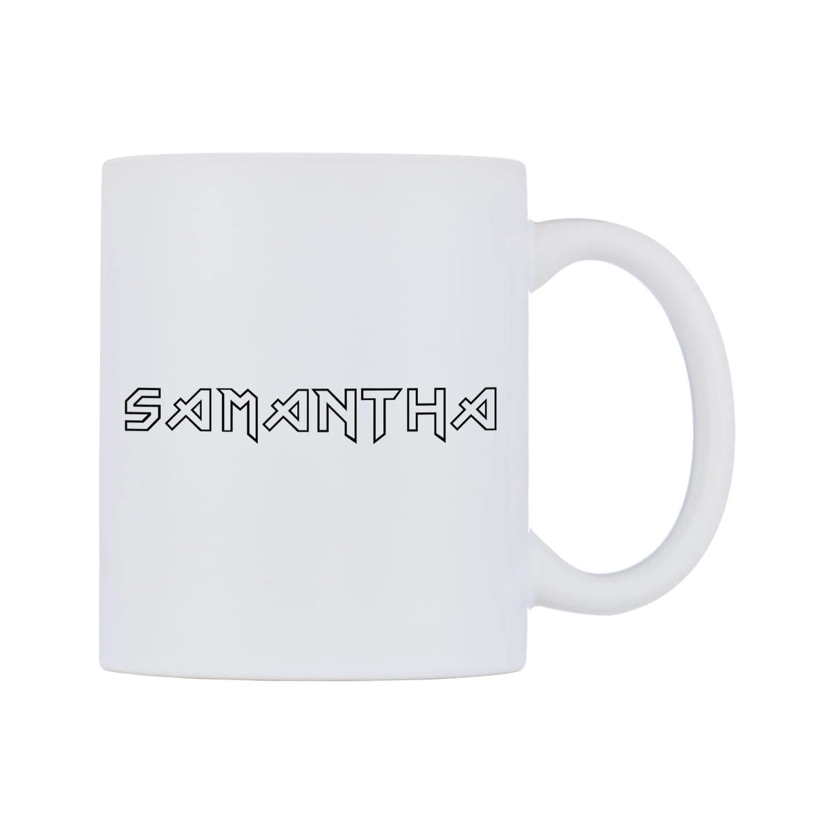 Samantha - Iron Maiden Themed Mug — white 11oz gloss mug, left side, on a white background