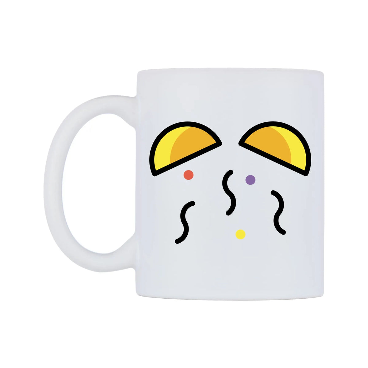 Confetti Ball Emoji Mug — mug, right side, on a white background