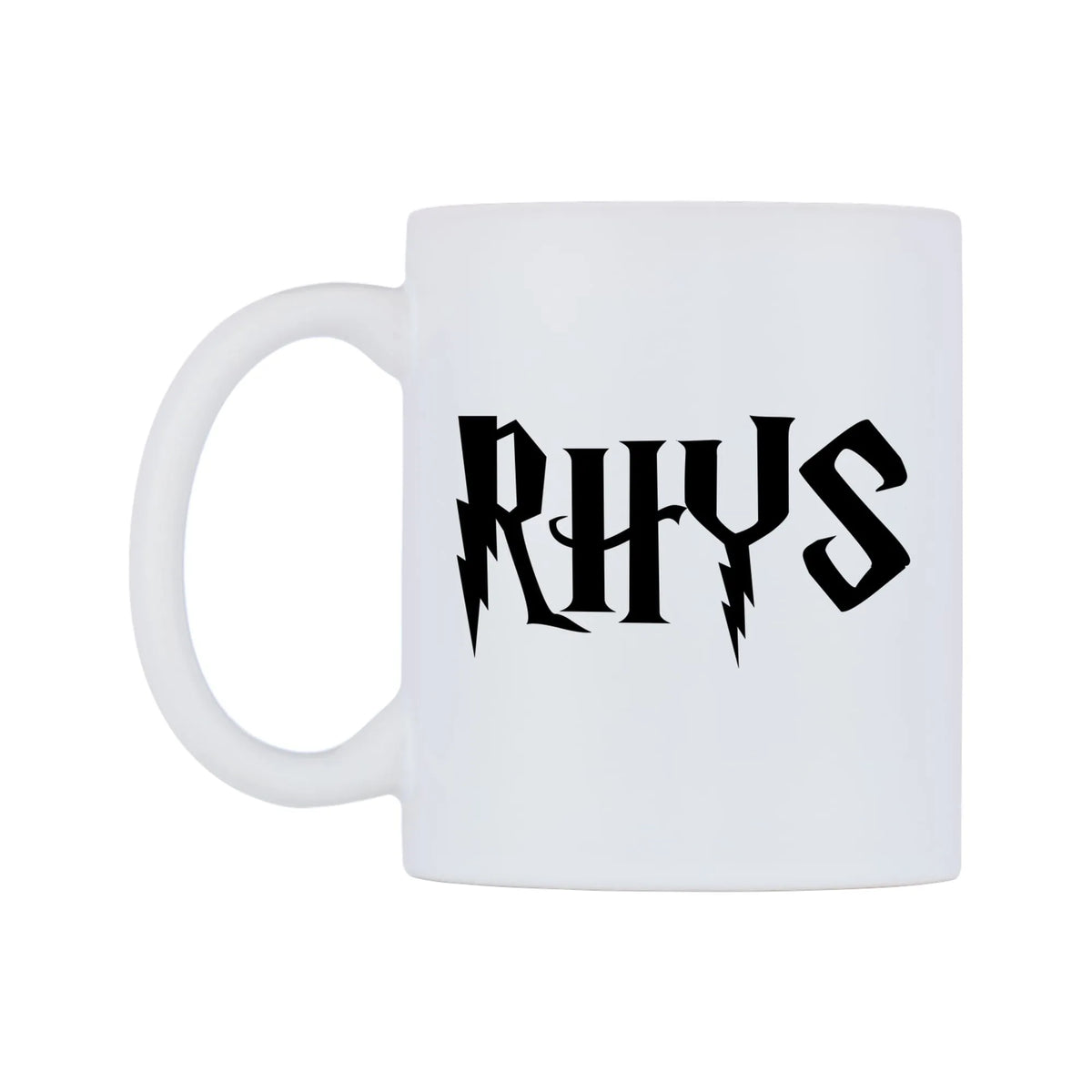 Rhys - Wizard Themed Mug — white 11oz gloss mug, right side, on a white background