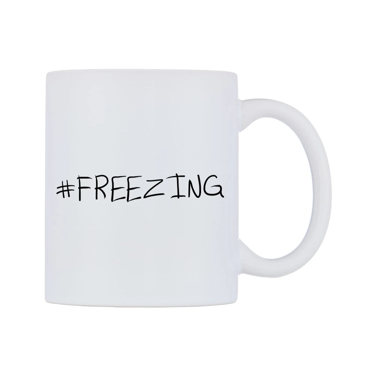 FREEZING Mug — mug, left side, on a white background