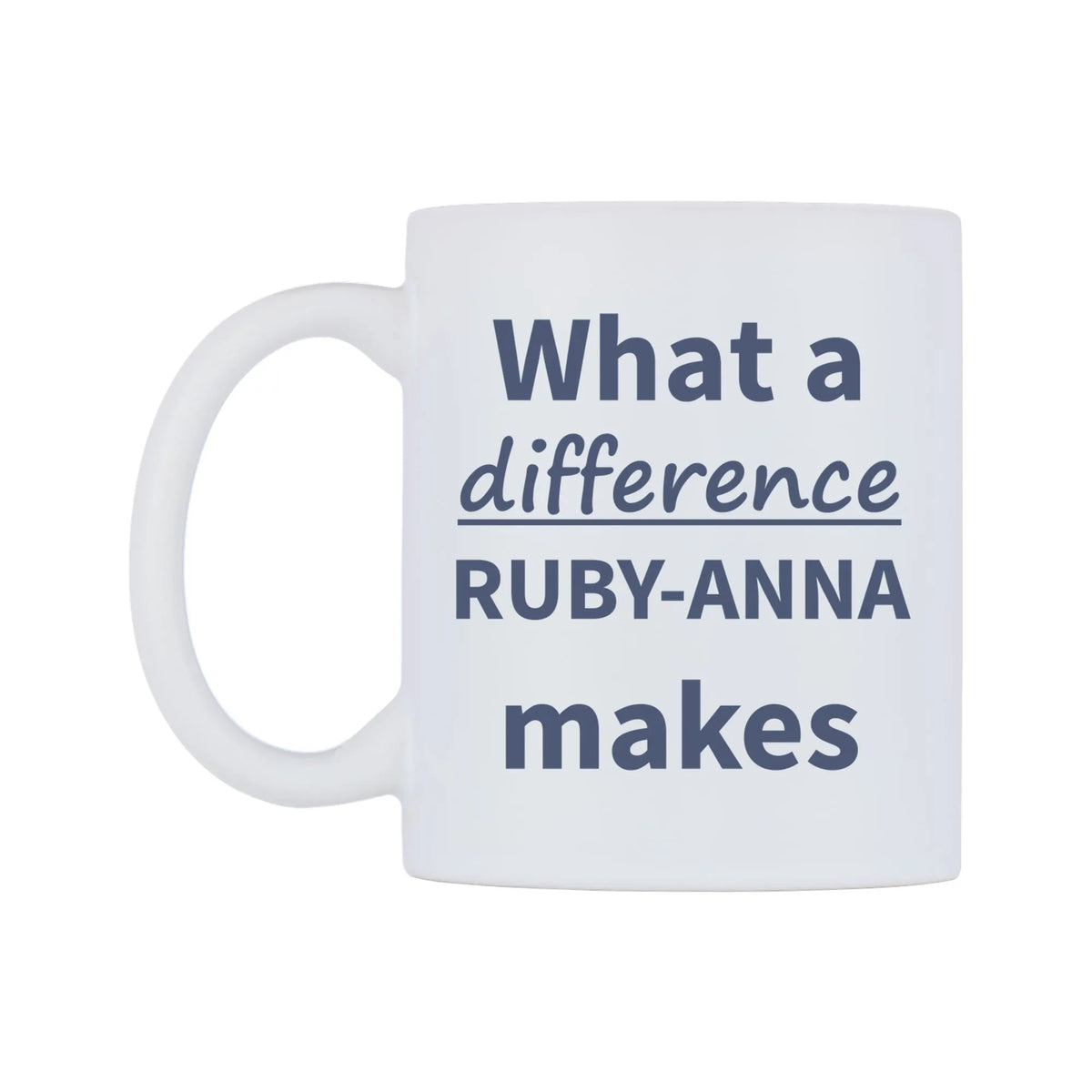 What a difference RUBY-ANNA makes Mug — mug, right side, on a white background