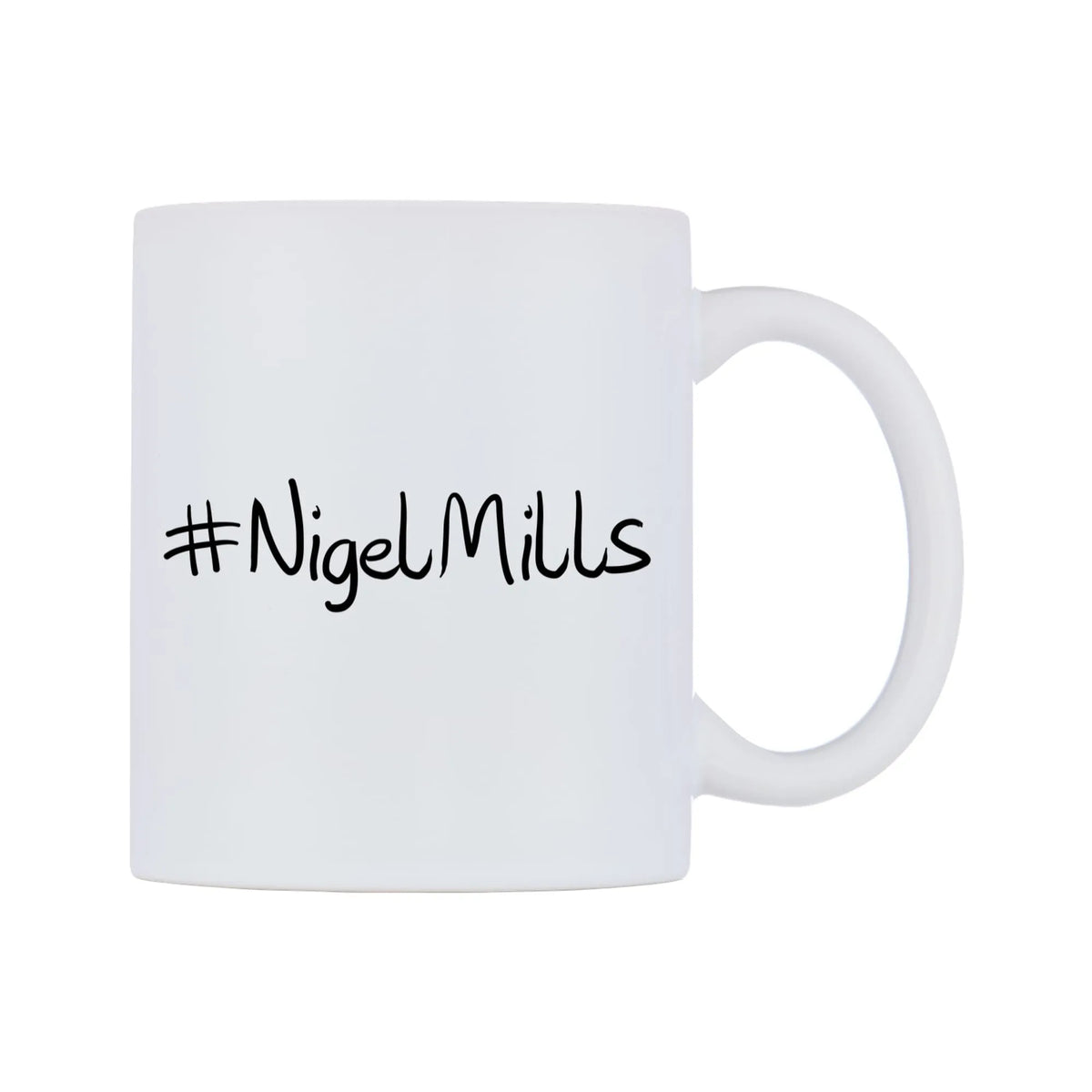 NigelMills Mug — mug, left side, on a white background