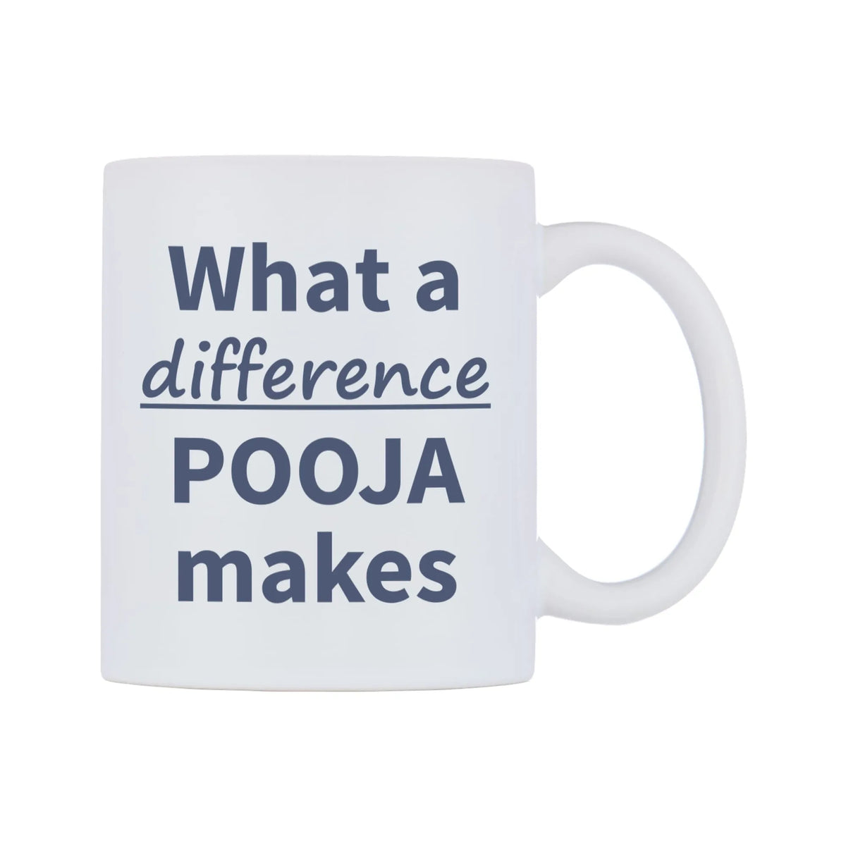 What a difference POOJA makes Mug — mug, left side, on a white background