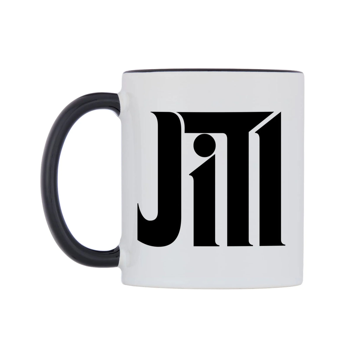 Jill - Godfather Themed Mug — white 11oz gloss mug with a black inside and handle, right side, on a white background