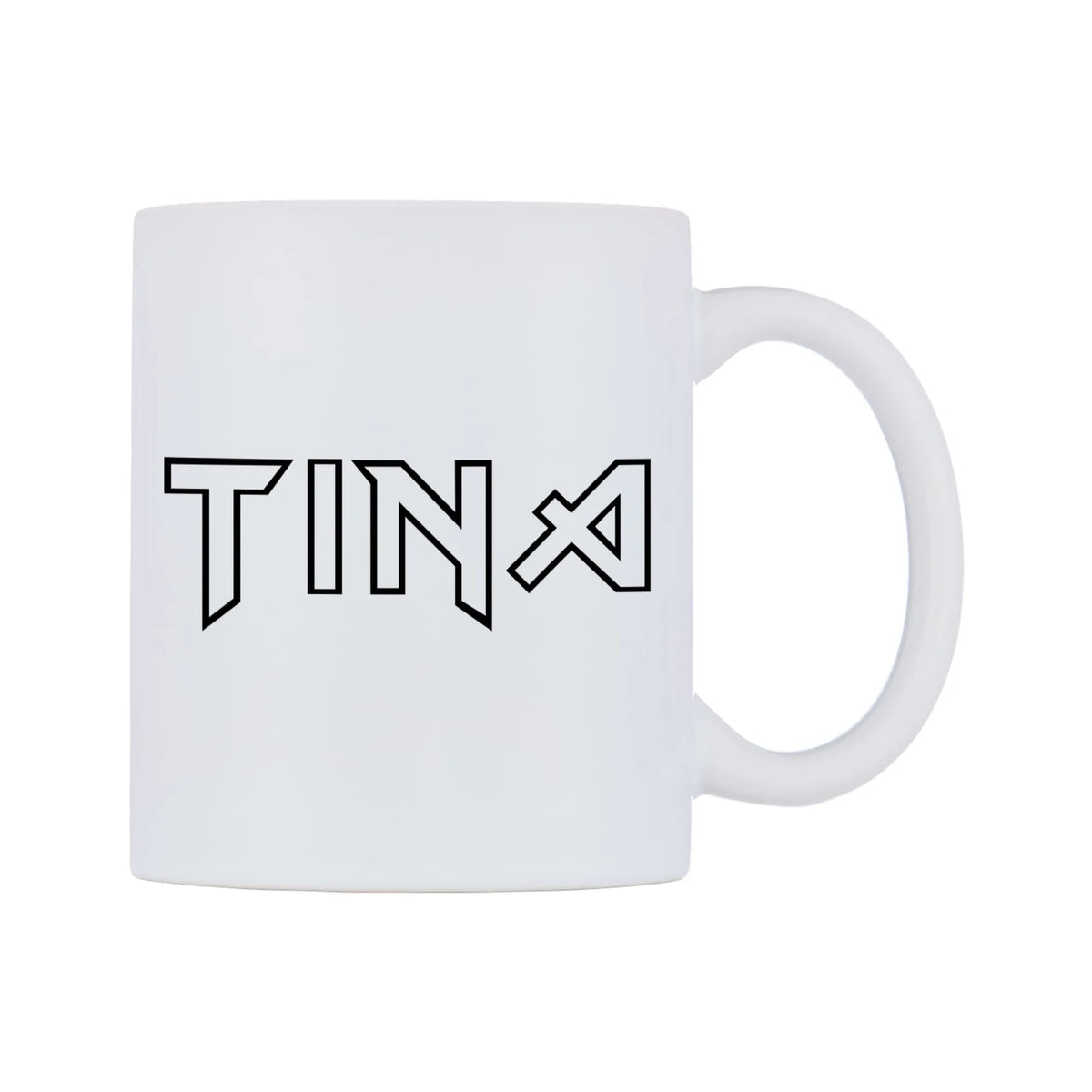 Tina - Iron Maiden Themed Mug — white 11oz gloss mug, left side, on a white background