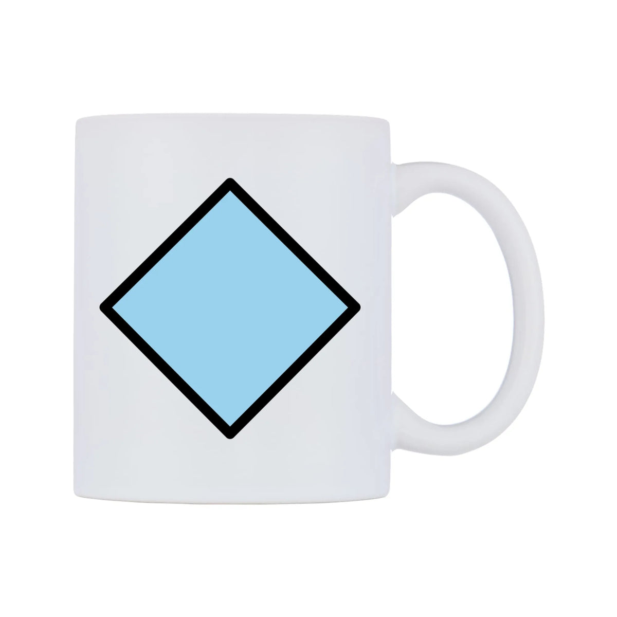 Large Blue Diamond Emoji Mug — mug, left side, on a white background