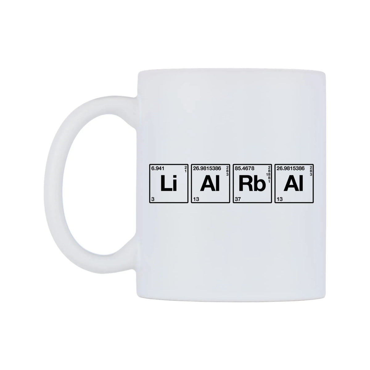 Lara - Chemistry Themed Mug — mug, right side, on a white background