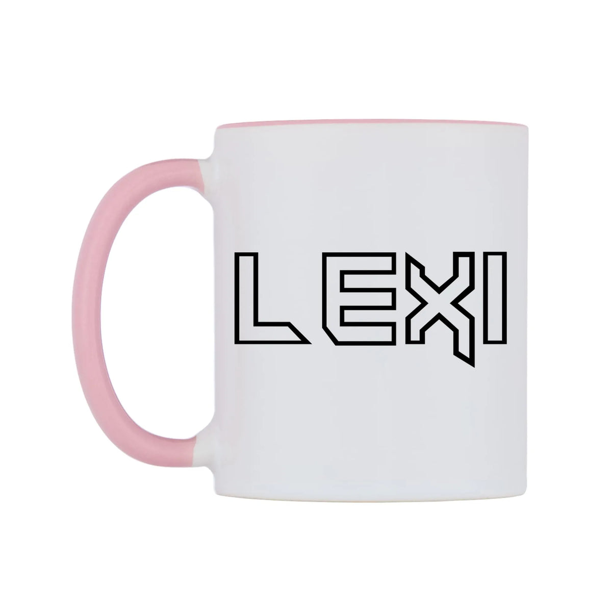 Lexi - Iron Maiden Themed Mug — white 11oz gloss mug with a pink inside and handle, right side, on a white background