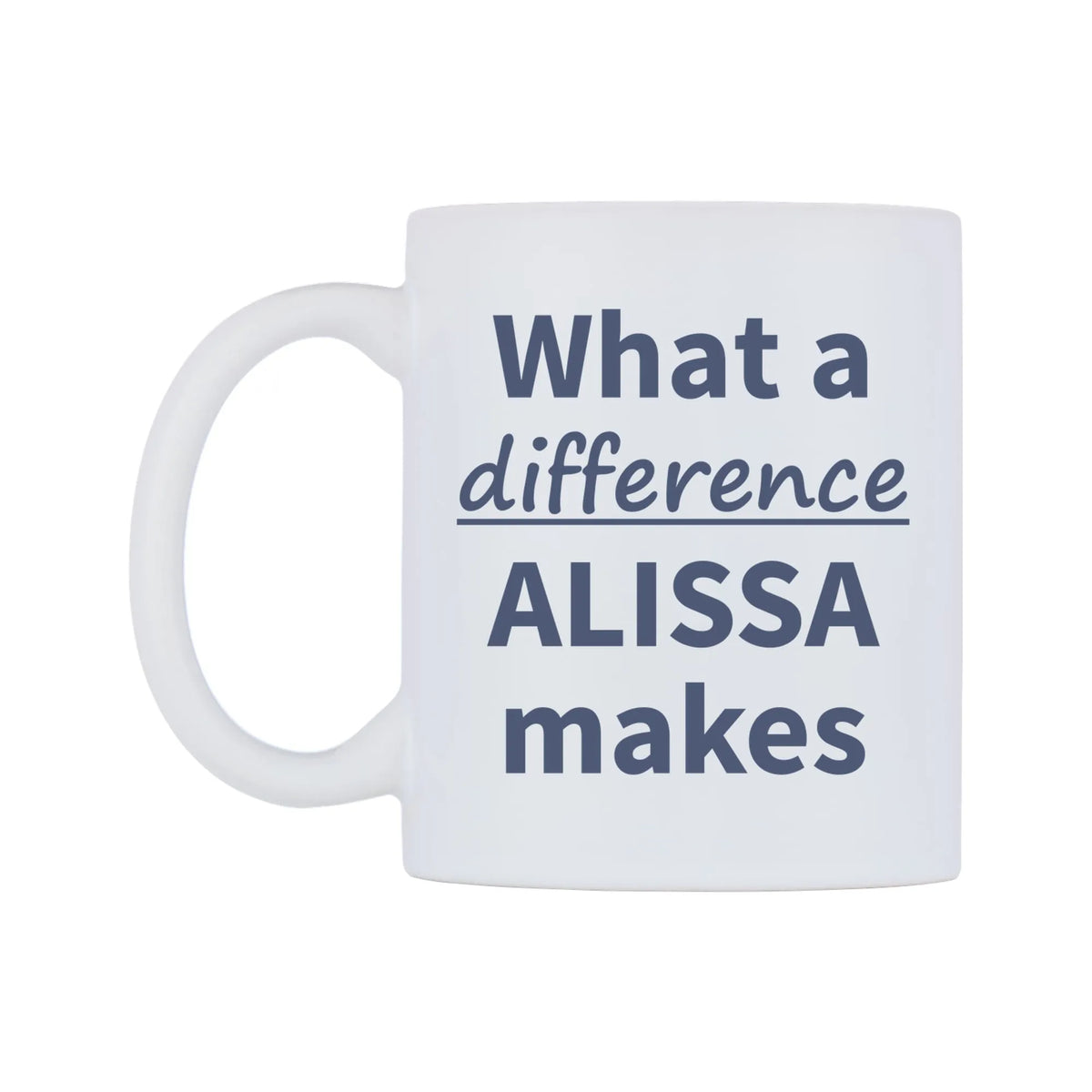 What a difference ALISSA makes Mug — mug, right side, on a white background
