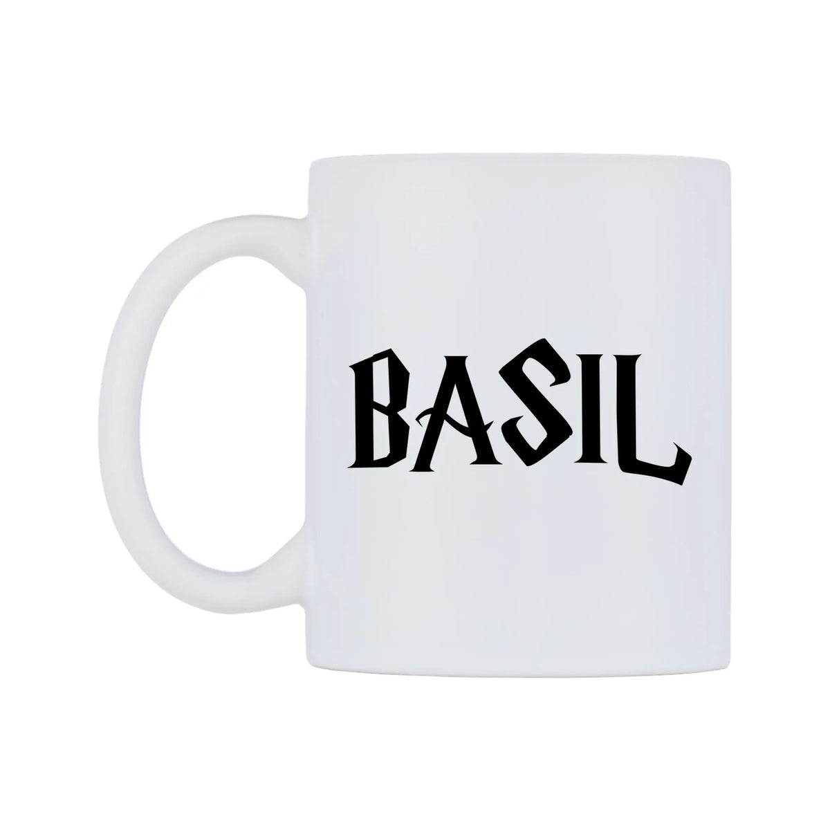 Basil - Wizard Themed Mug — white 11oz gloss mug, right side, on a white background