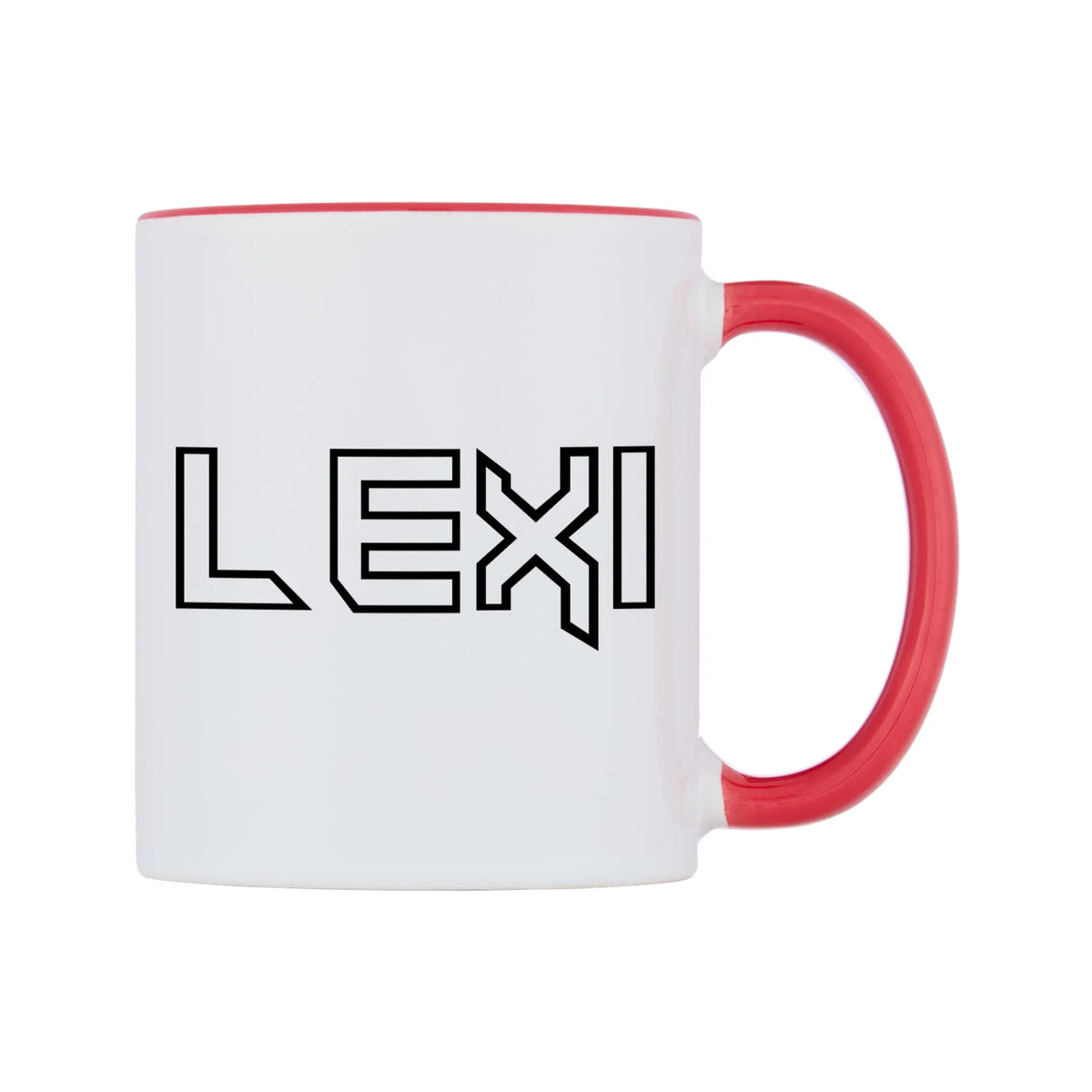 Lexi - Iron Maiden Themed Mug — white 11oz gloss mug with a red inside and handle, left side, on a white background
