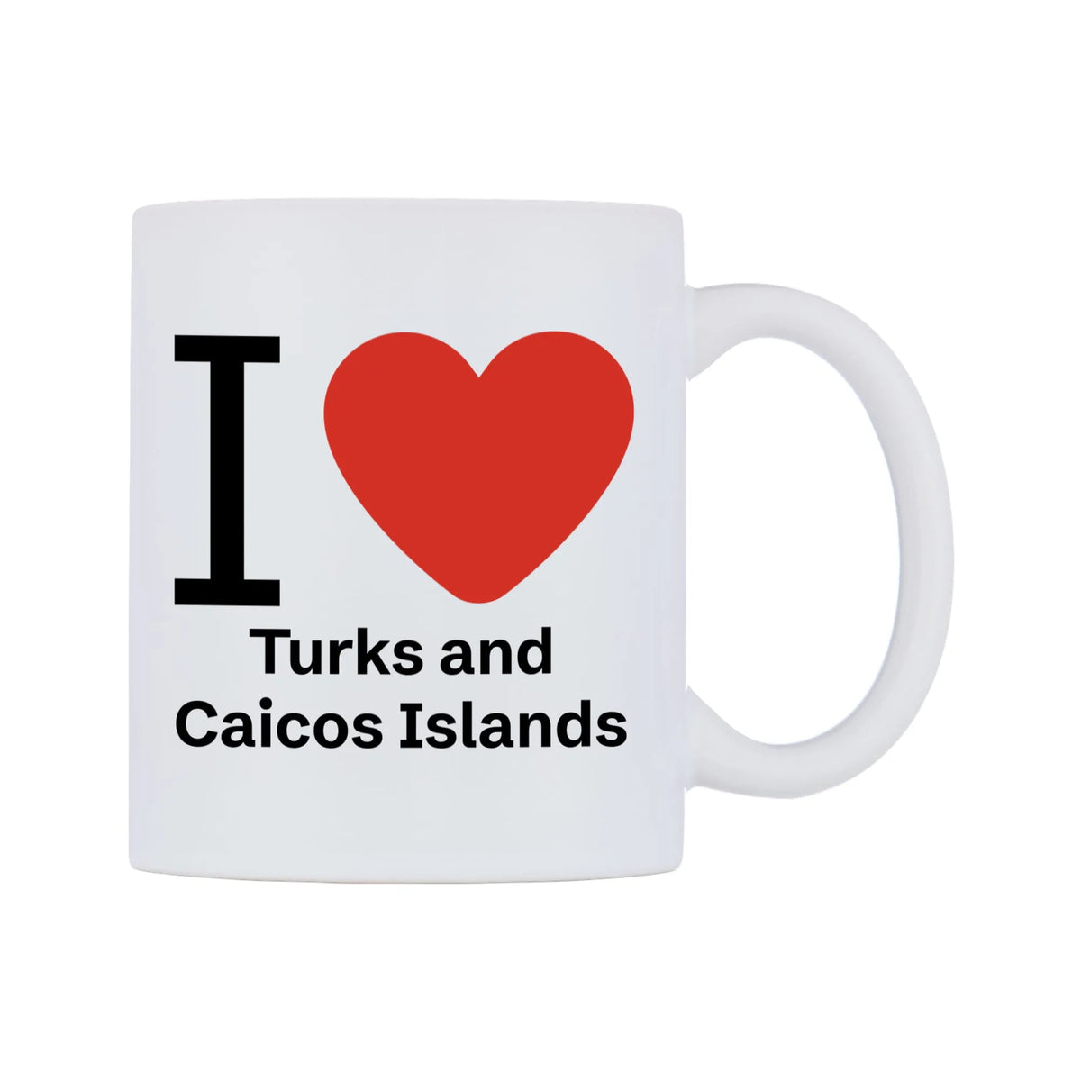 I Love Turks and Caicos Islands Mug — mug, left side, on a white background