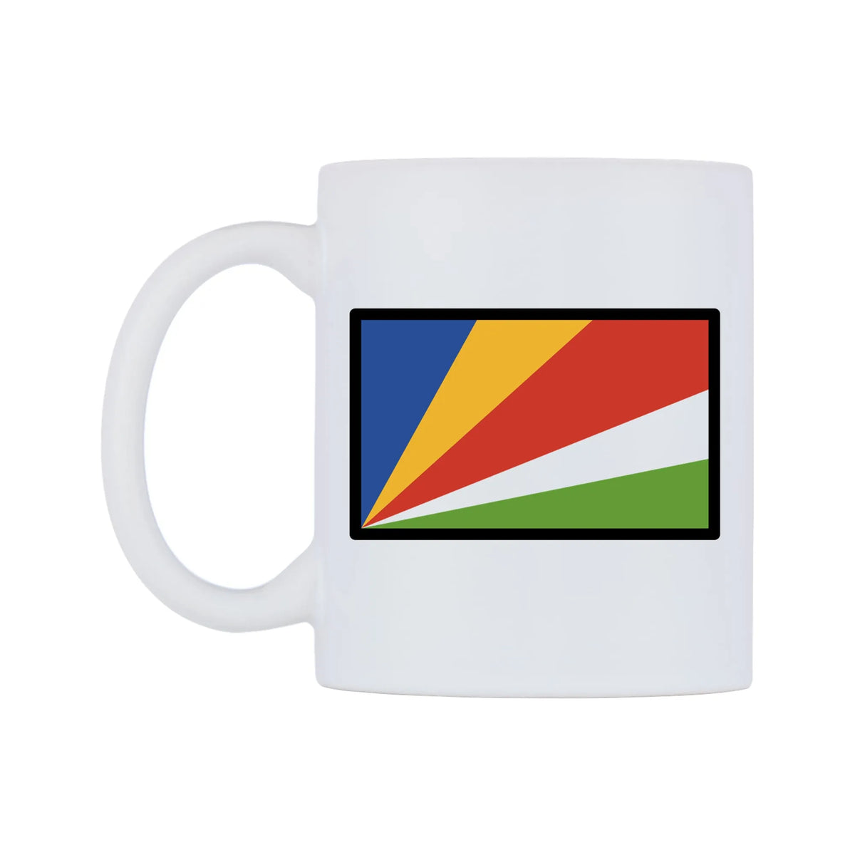 Seychelles Flag Emoji Mug — mug, right side, on a white background