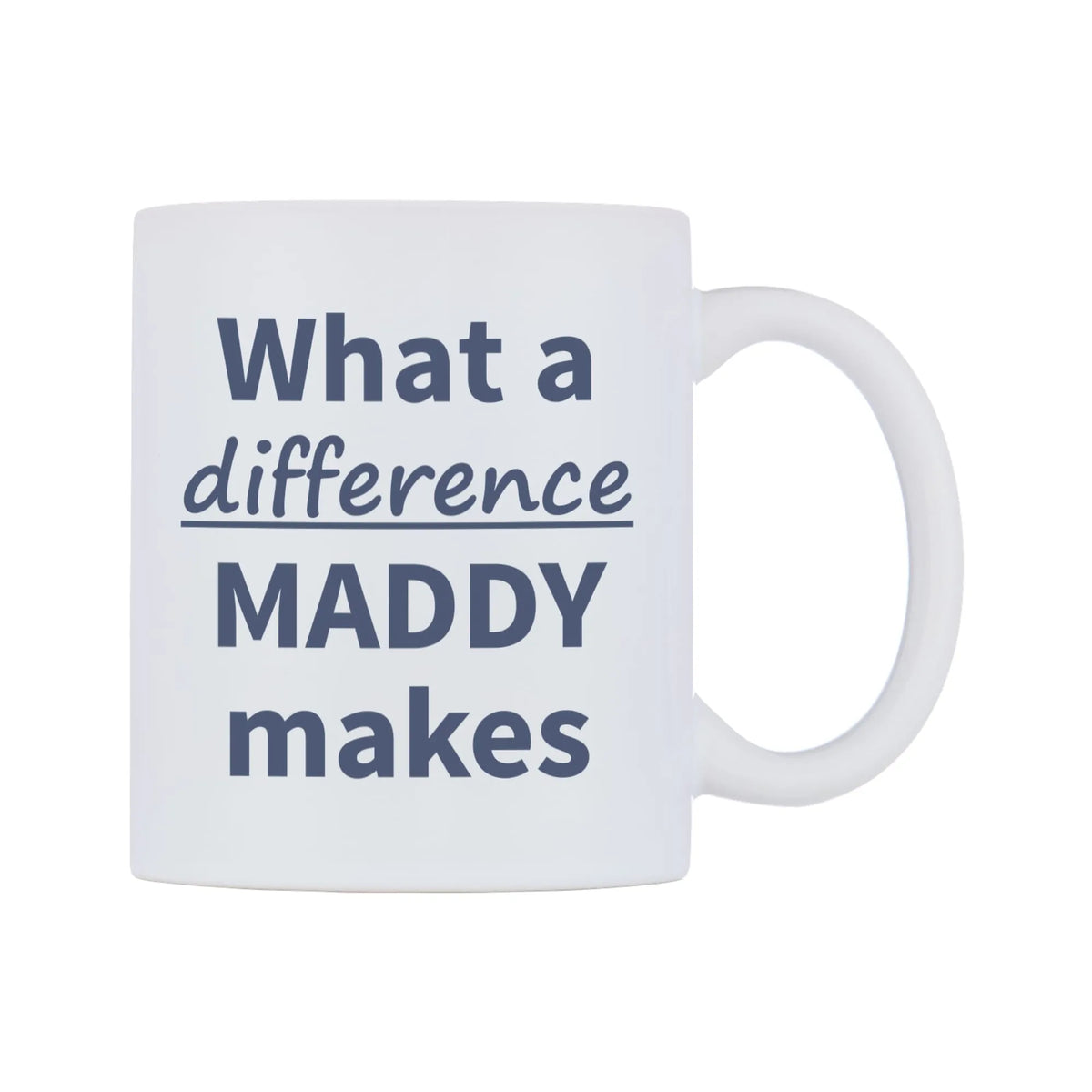 What a difference MADDY makes Mug — mug, left side, on a white background