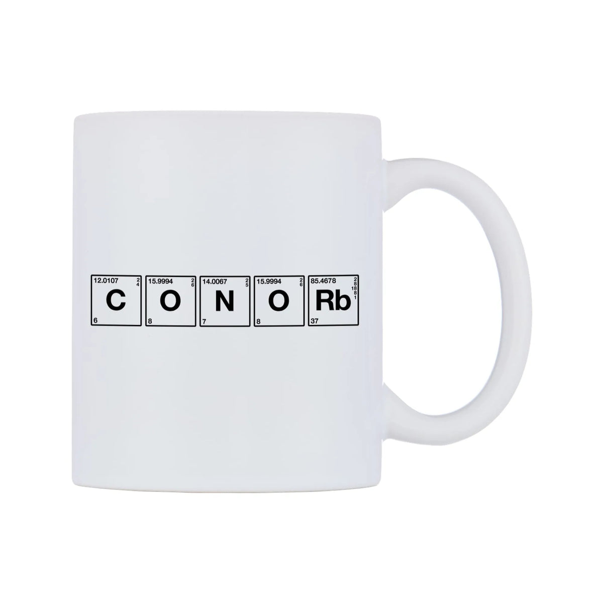 Conor - Chemistry Themed Mug — mug, left side, on a white background