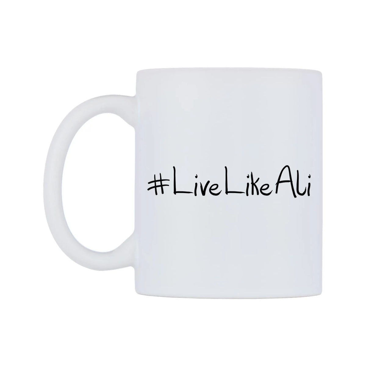 LiveLikeAli Mug — mug, right side, on a white background