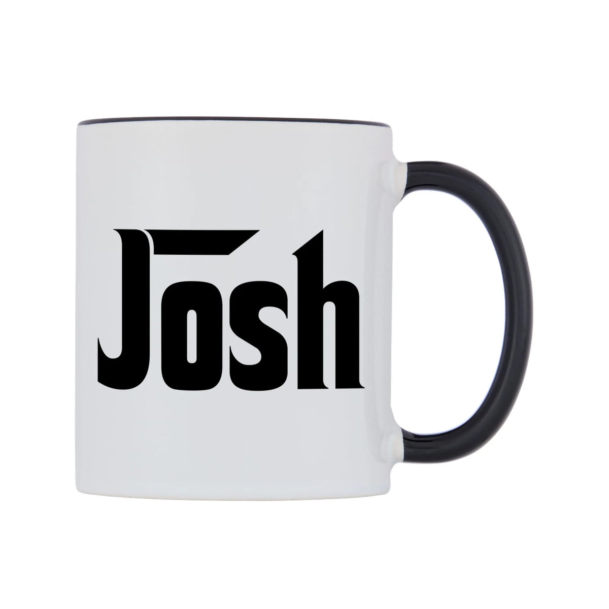 Josh - Godfather Themed Mug — white 11oz gloss mug with a black inside and handle, left side, on a white background