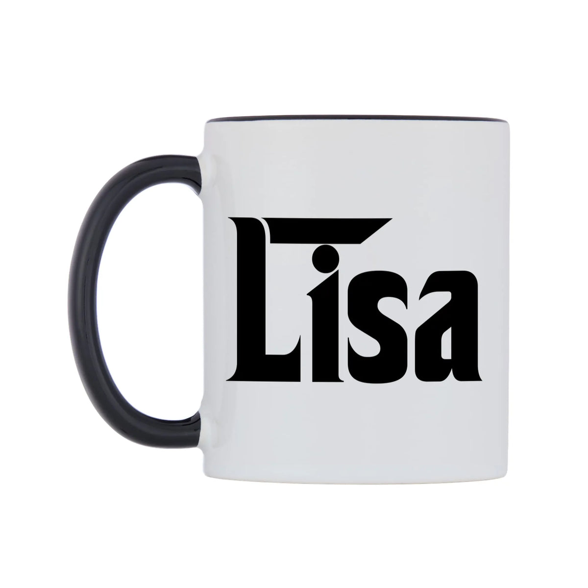 Lisa - Godfather Themed Mug — white 11oz gloss mug with a black inside and handle, right side, on a white background