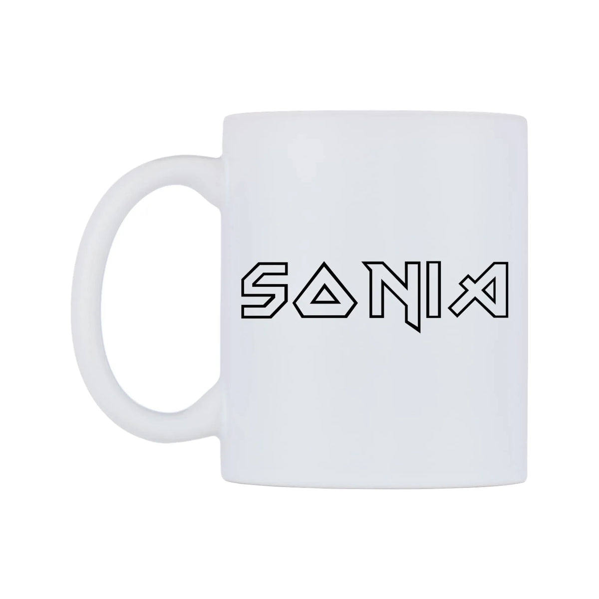 Sonia - Iron Maiden Themed Mug — white 11oz gloss mug, right side, on a white background
