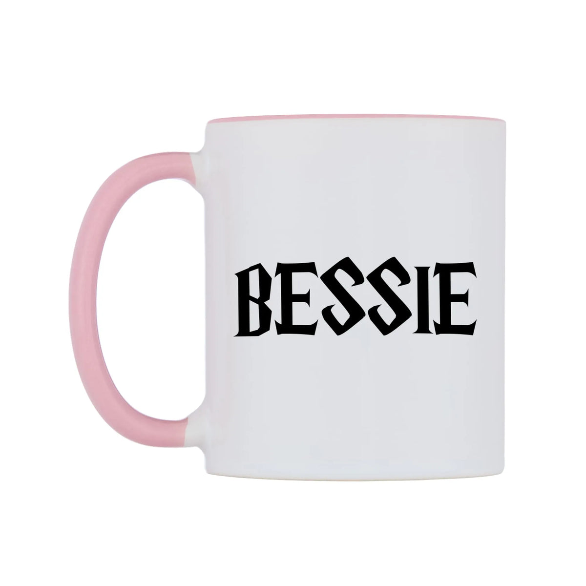 Bessie - Wizard Themed Mug — white 11oz gloss mug with a pink inside and handle, right side, on a white background