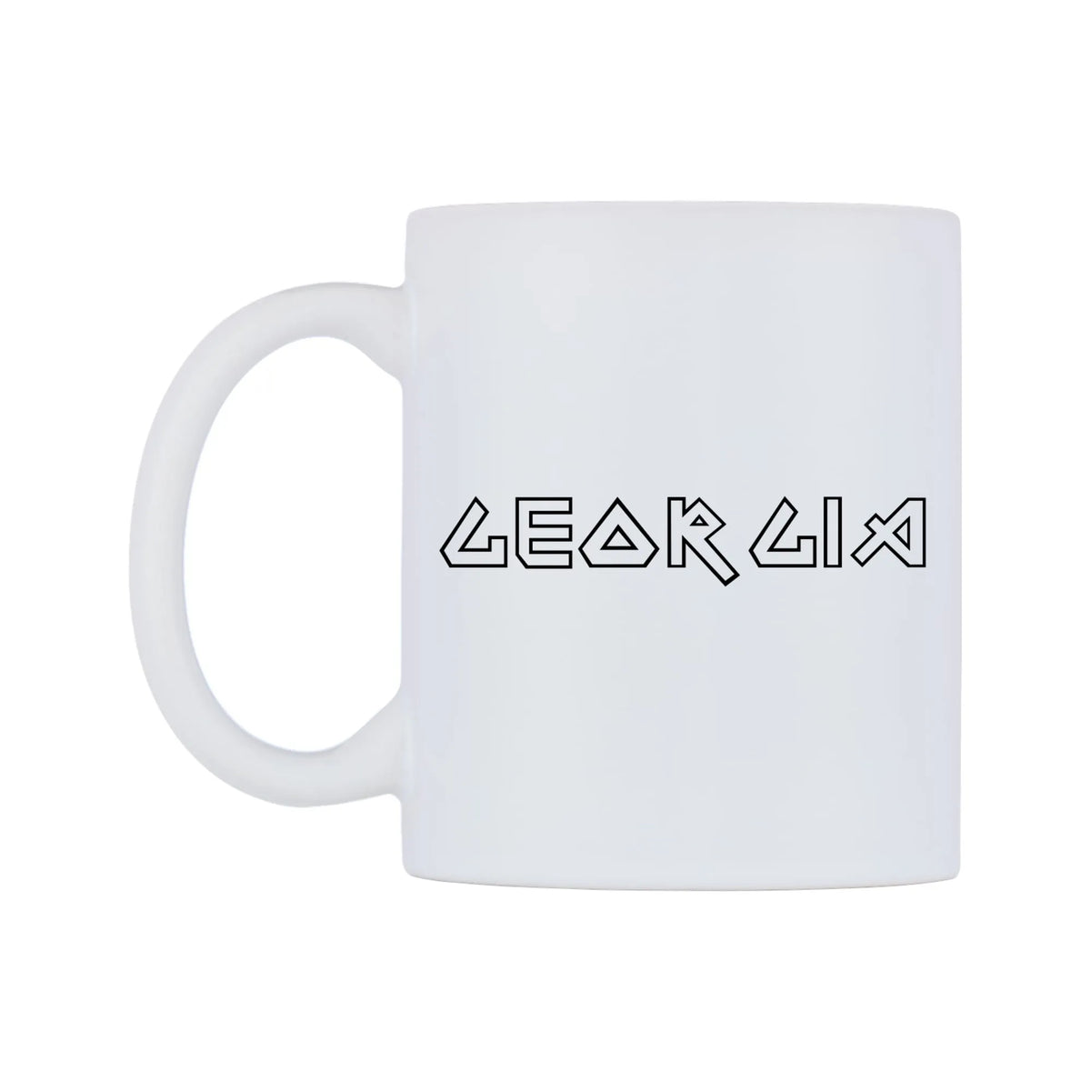 Georgia - Iron Maiden Themed Mug — white 11oz gloss mug, right side, on a white background