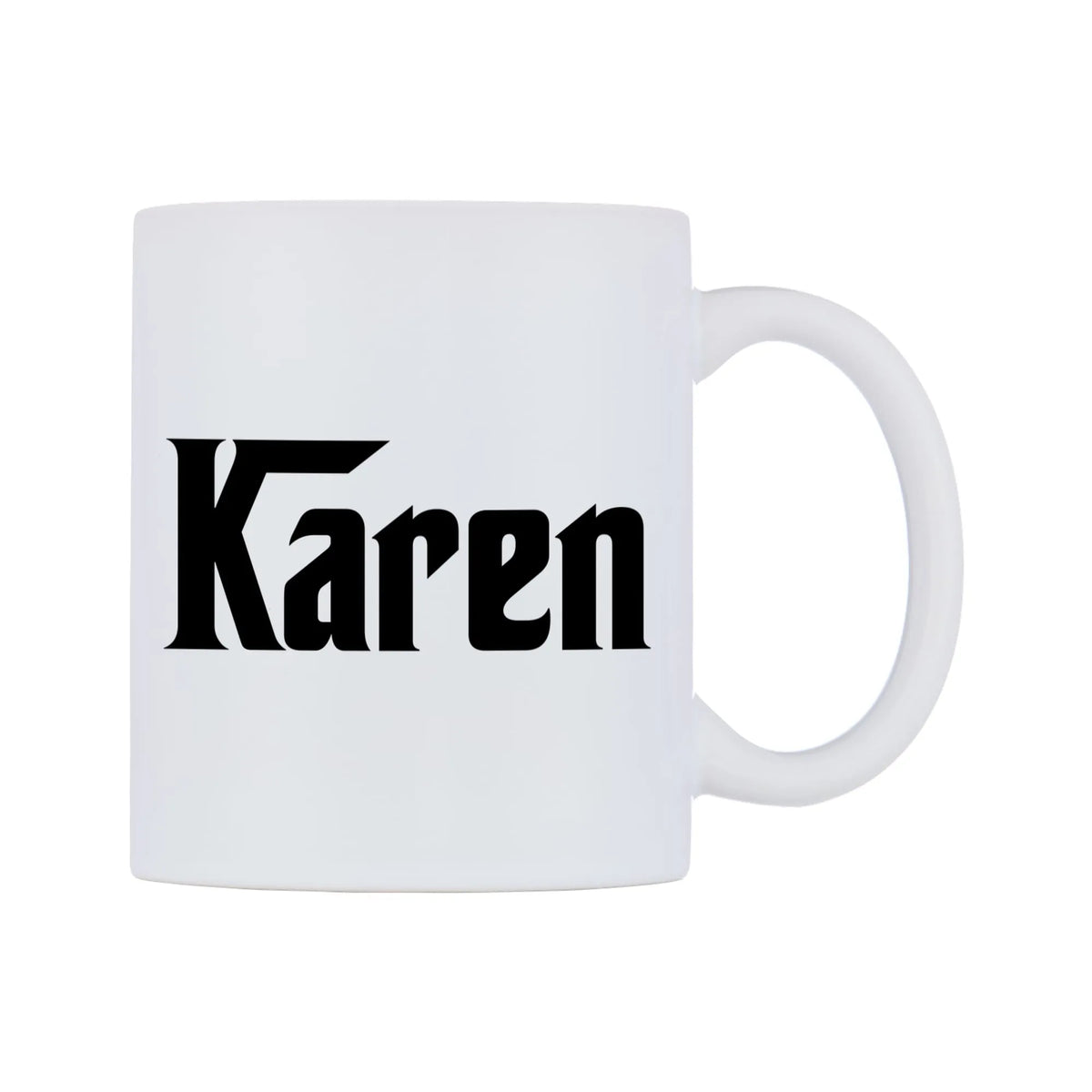 Karen - Godfather Themed Mug — white 11oz gloss mug, left side, on a white background
