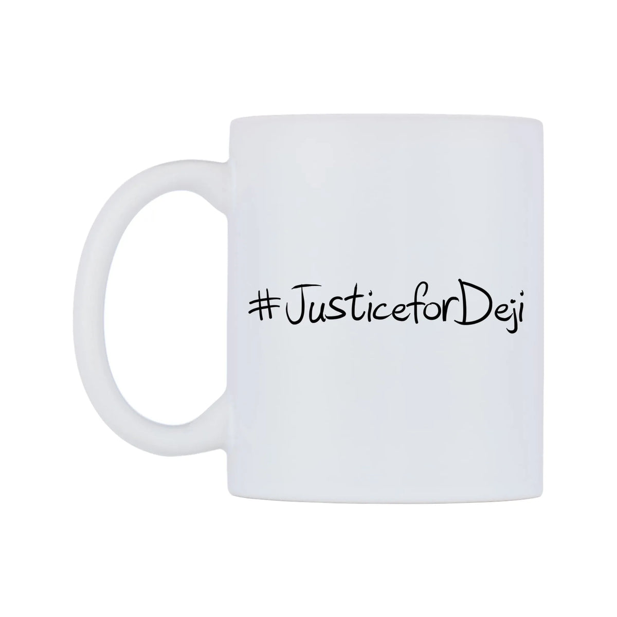 JusticeforDeji Mug — mug, right side, on a white background