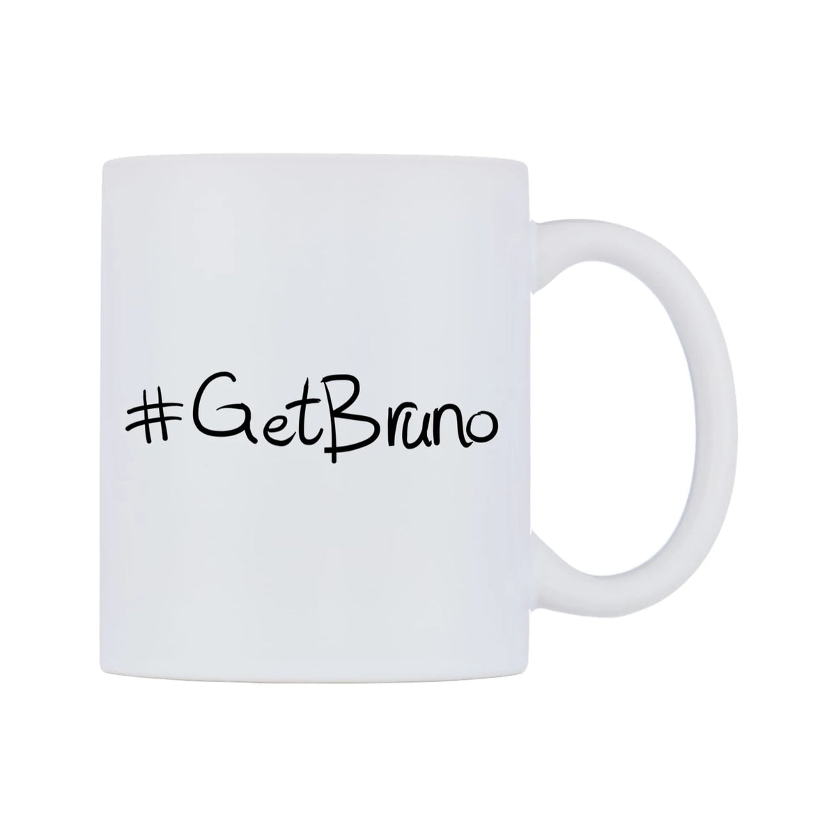 GetBruno Mug — mug, left side, on a white background