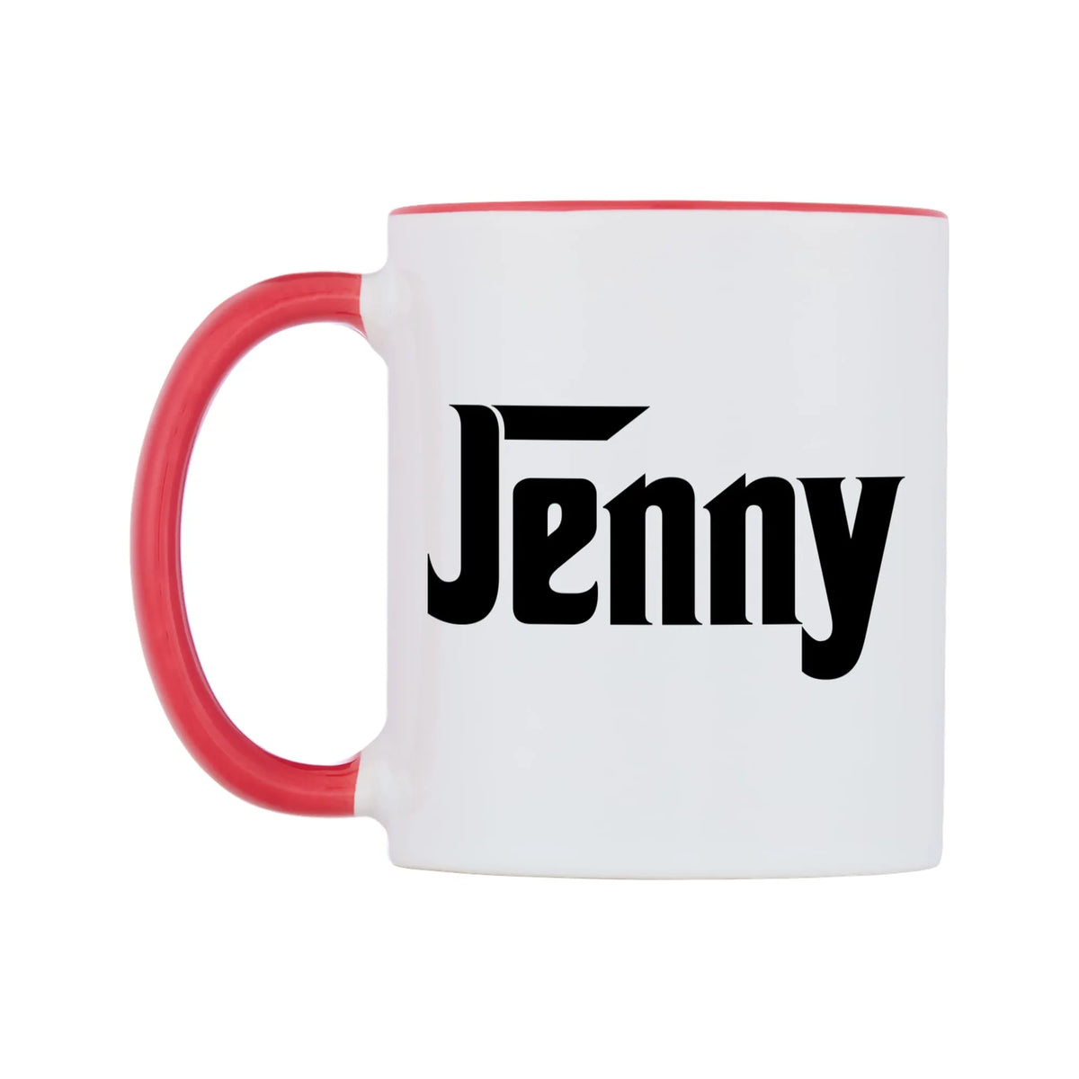 Jenny - Godfather Themed Mug — white 11oz gloss mug with a red inside and handle, right side, on a white background