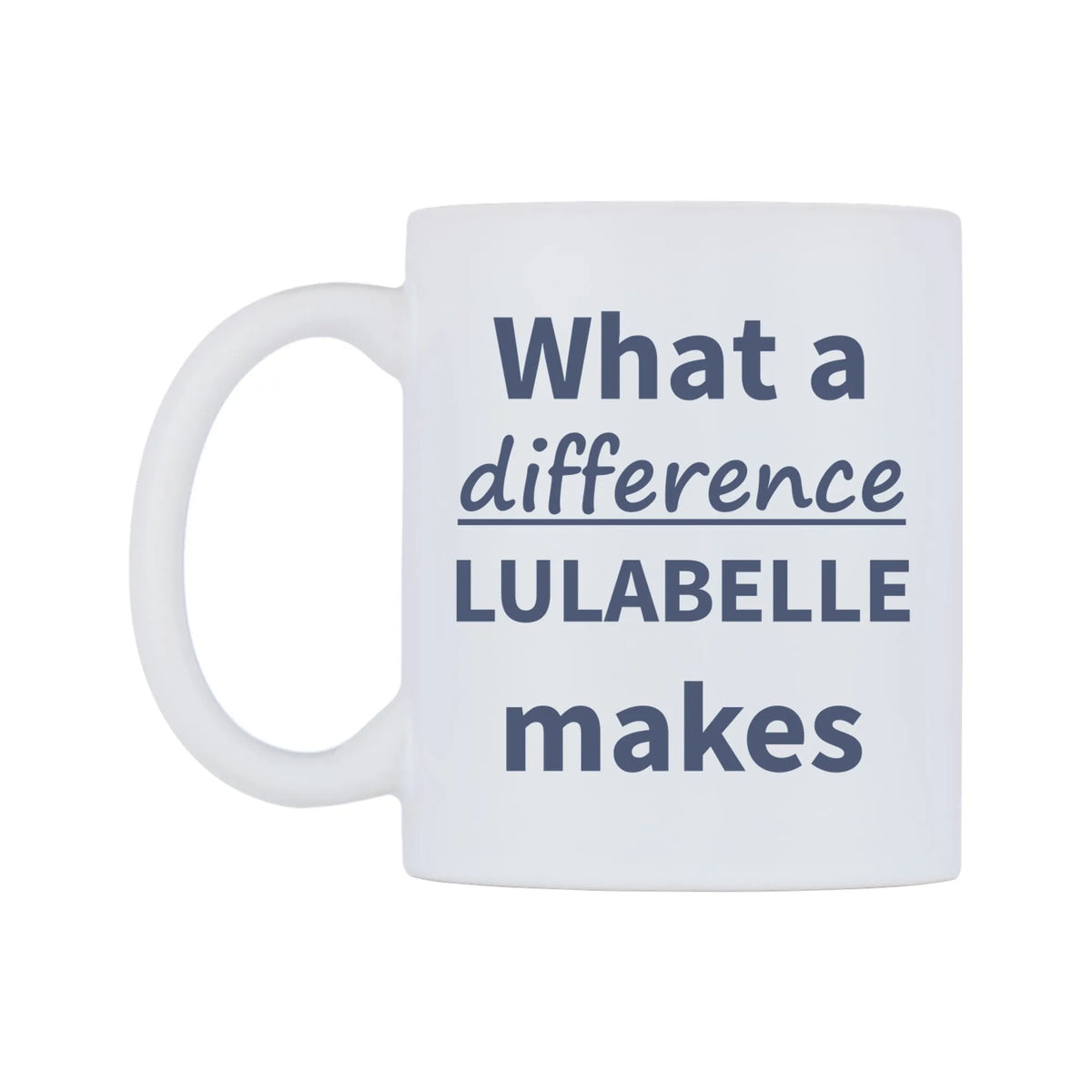 What a difference LULABELLE makes Mug — mug, right side, on a white background