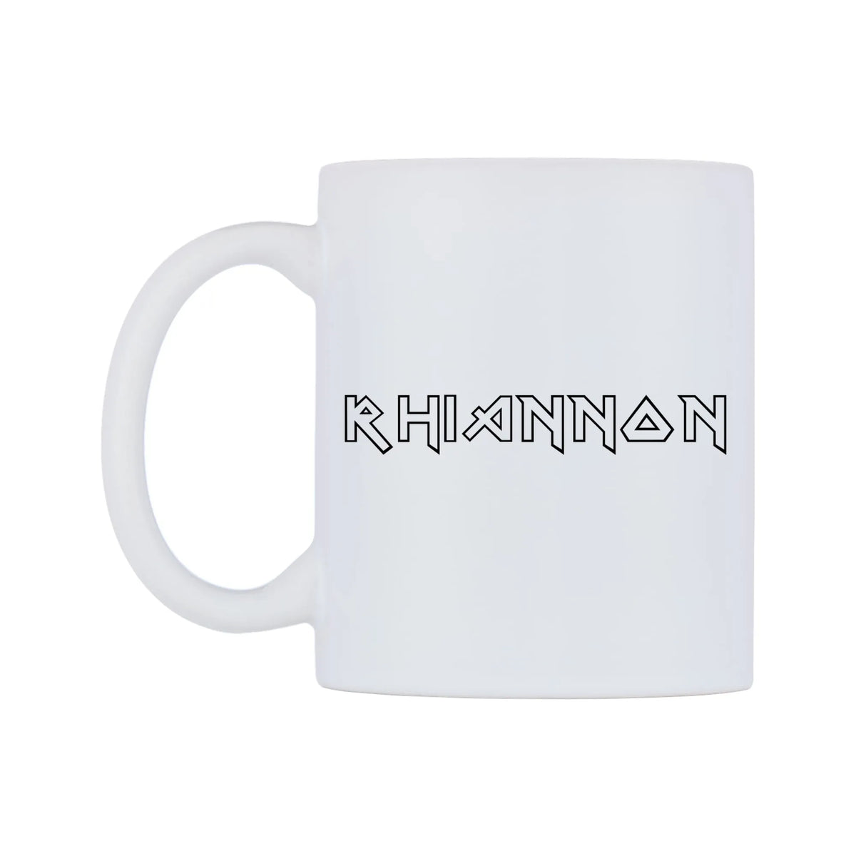 Rhiannon - Iron Maiden Themed Mug — white 11oz gloss mug, right side, on a white background