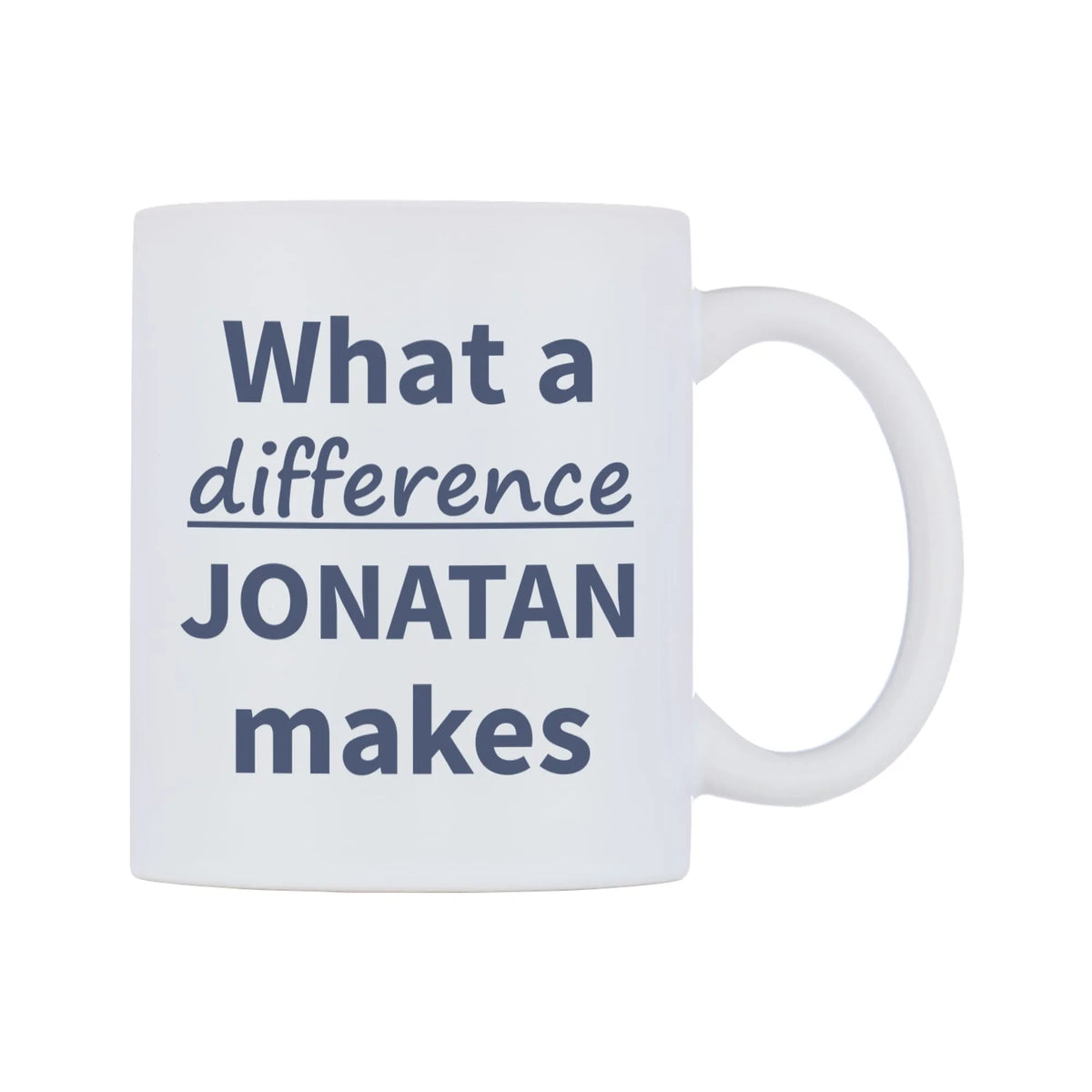 What a difference JONATAN makes Mug — mug, left side, on a white background