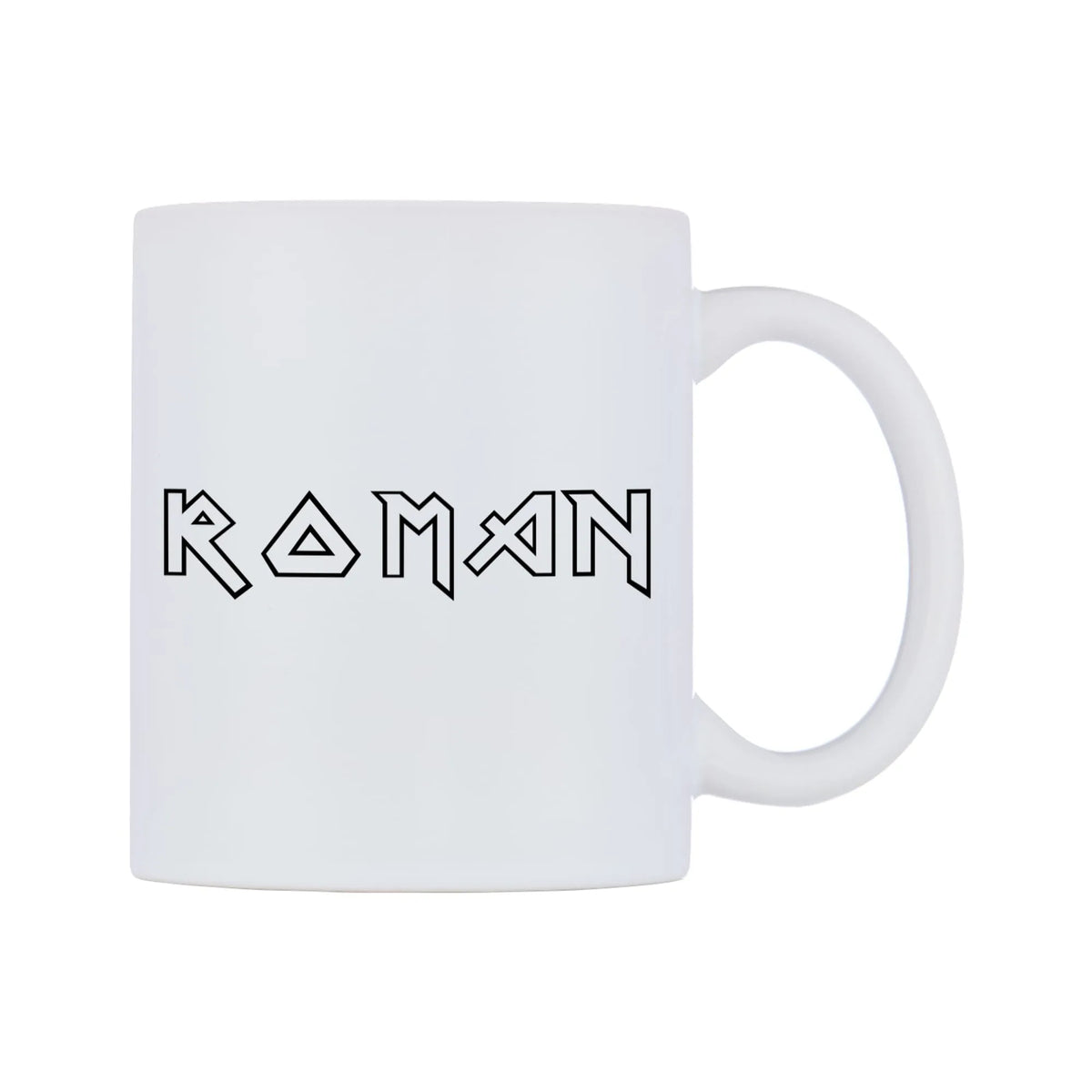 Roman - Iron Maiden Themed Mug — white 11oz gloss mug, left side, on a white background