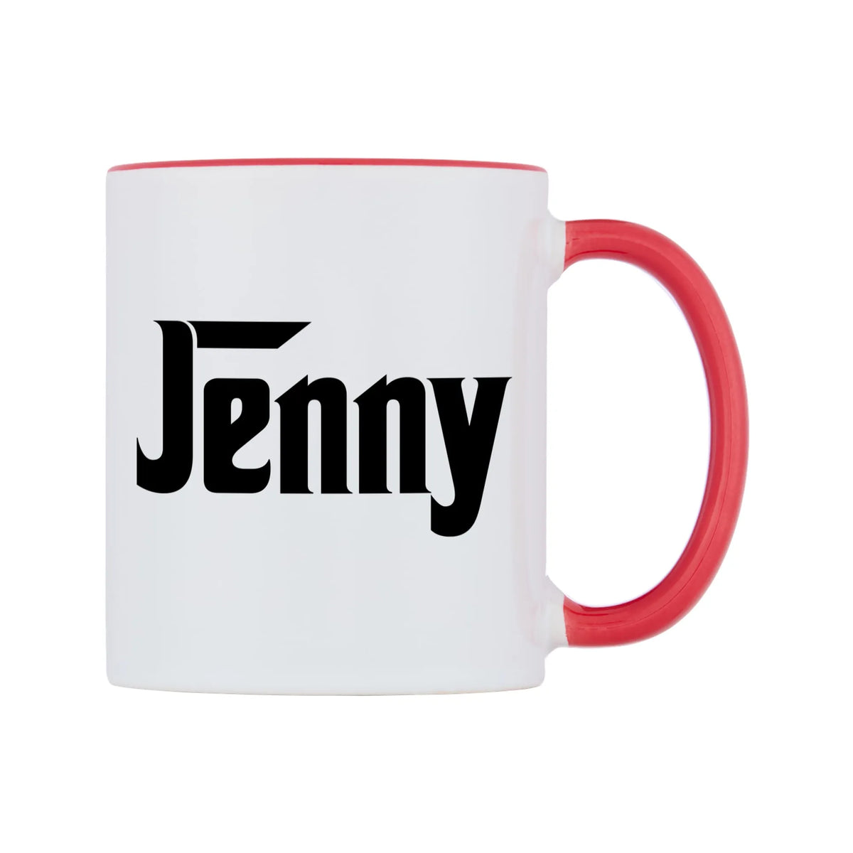 Jenny - Godfather Themed Mug — white 11oz gloss mug with a red inside and handle, left side, on a white background