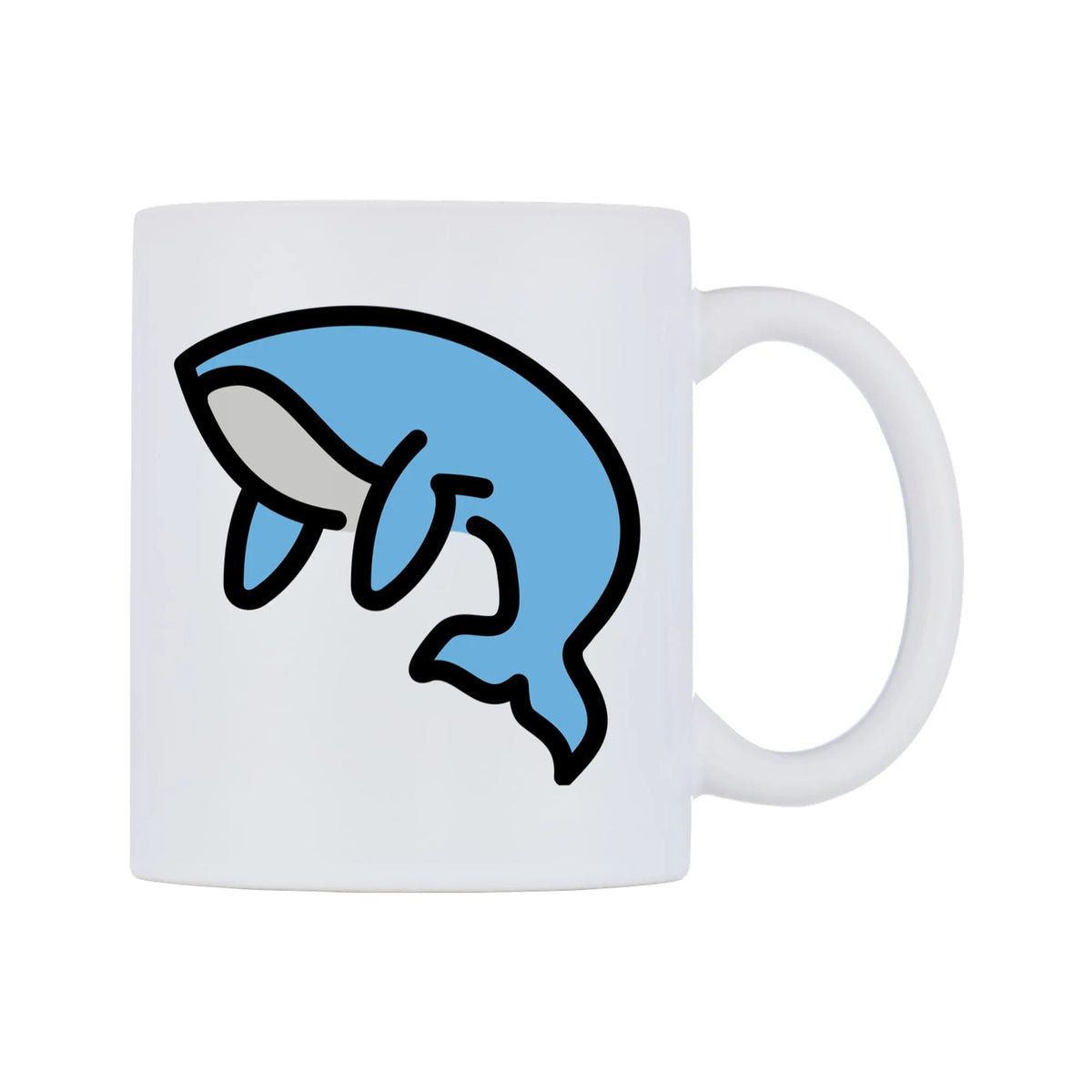 Whale Emoji Mug — mug, left side, on a white background