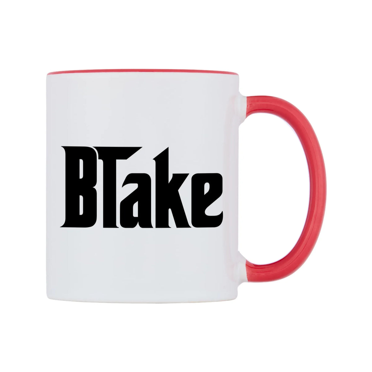 Blake - Godfather Themed Mug — white 11oz gloss mug with a red inside and handle, left side, on a white background