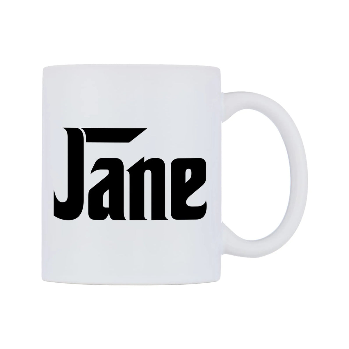 Jane - Godfather Themed Mug — white 11oz gloss mug, left side, on a white background