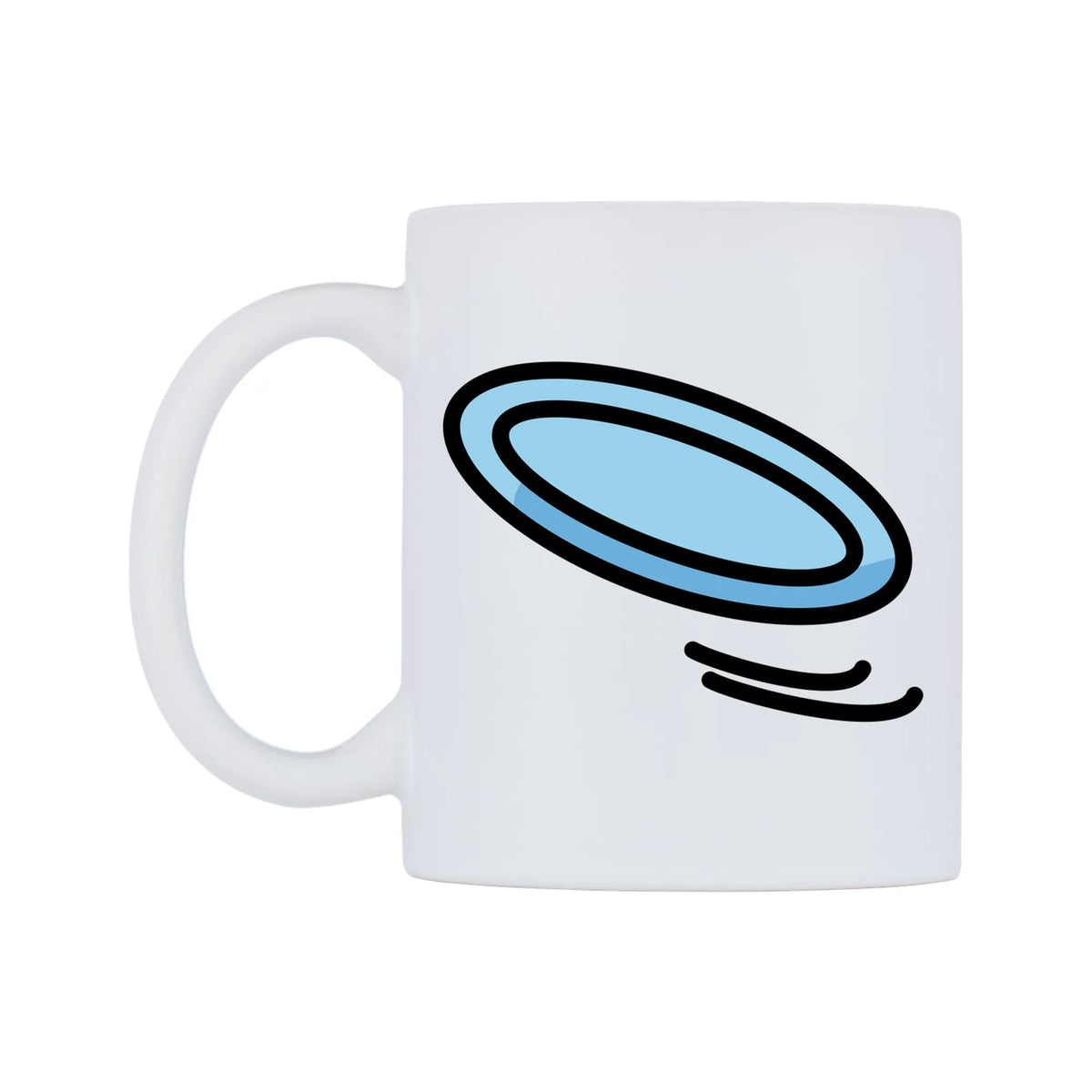 Flying Disc Emoji Mug — mug, right side, on a white background